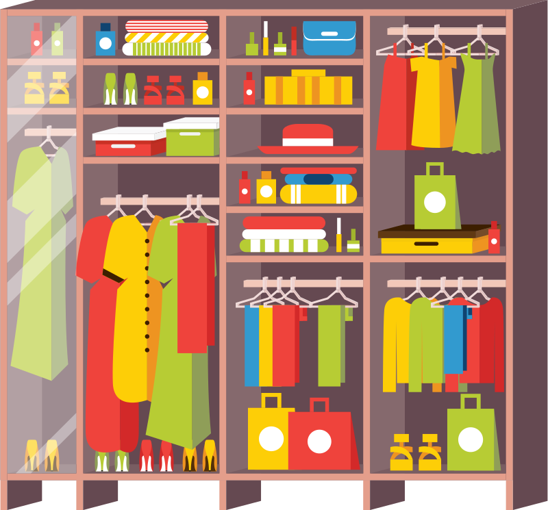 A neatly organised wardrobe, with everything in its place